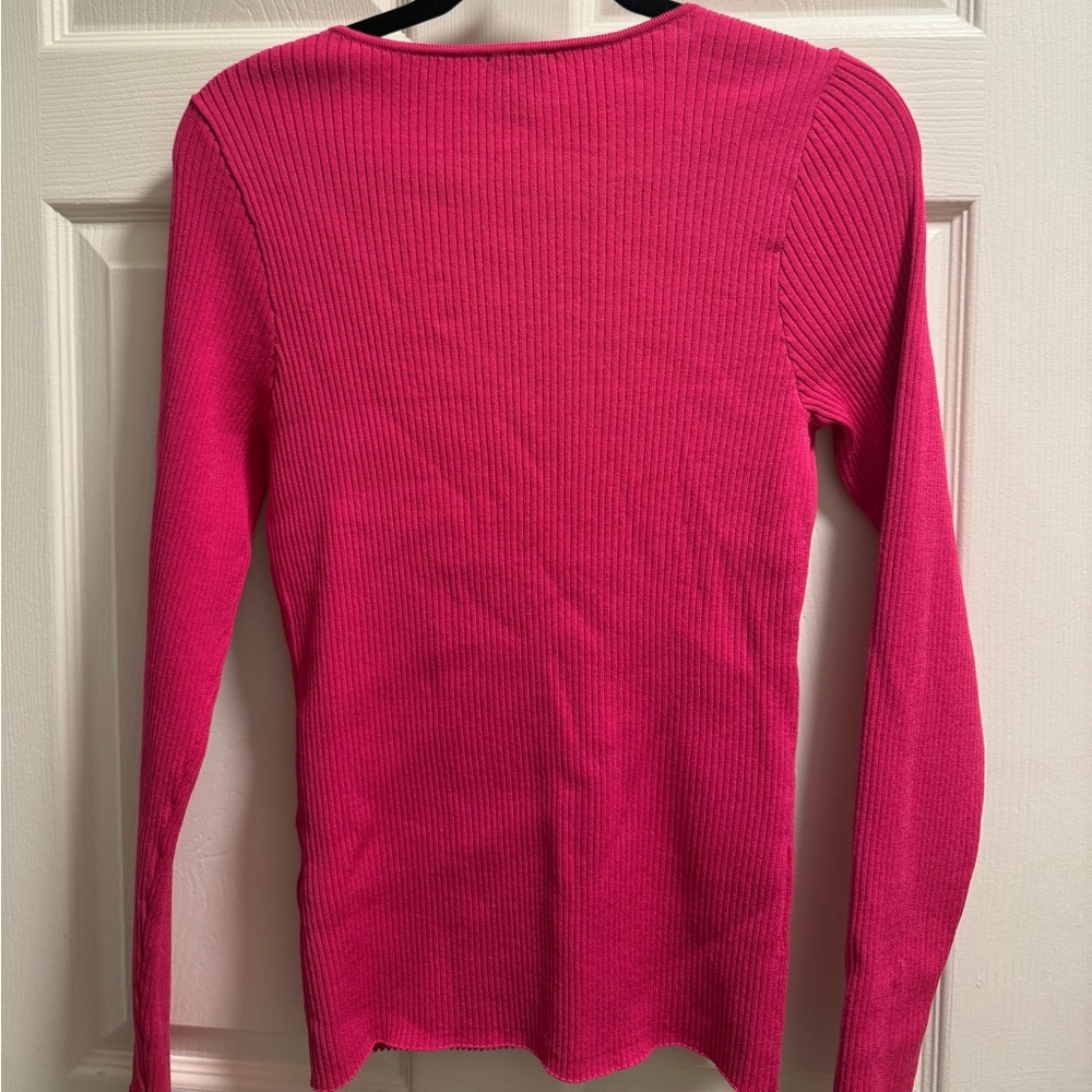 INC International Concepts - Hot Pink Ribbed Long-Sleeve Sweater - Size L - NWOT - Picture 2 of 3